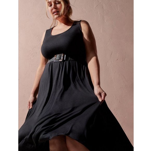 NWT Torrid 2 Black Maxi Super Soft Hi-Low Dress 2X 18 20 - Picture 3 of 8